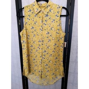 rachel zoe floral button-up sleeveless blouse